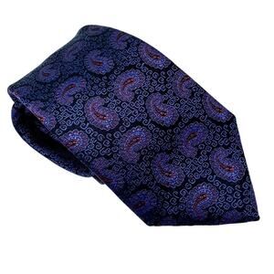 Robert Graham 100% silk classic paisley tie purple orange 3.25” w